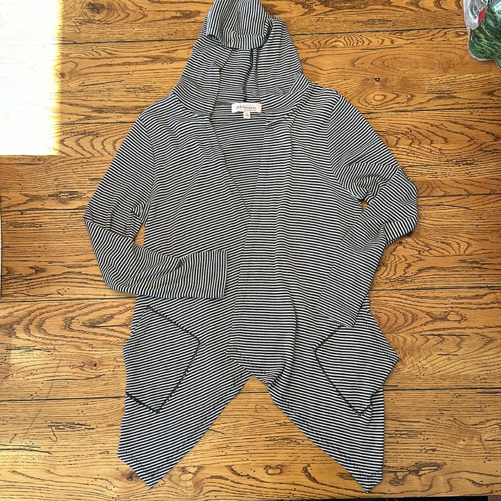 Philosophy oversized hooded striped cardigan sz L